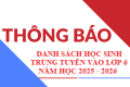 Trường THCS Nguyễn Nghiêm thông báo: Danh sách học sinh trúng tuyển vào lớp 6, năm học 2025-2026