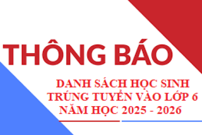 Trường THCS Nguyễn Nghiêm thông báo: Danh sách học sinh trúng tuyển vào lớp 6, năm học 2025-2026