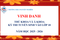 Trường THCS Nguyễn Nghiêm vinh danh: Thủ khoa và á khoa kỳ thi tuyển sinh vào lớp 10, năm học 2025 – 2026